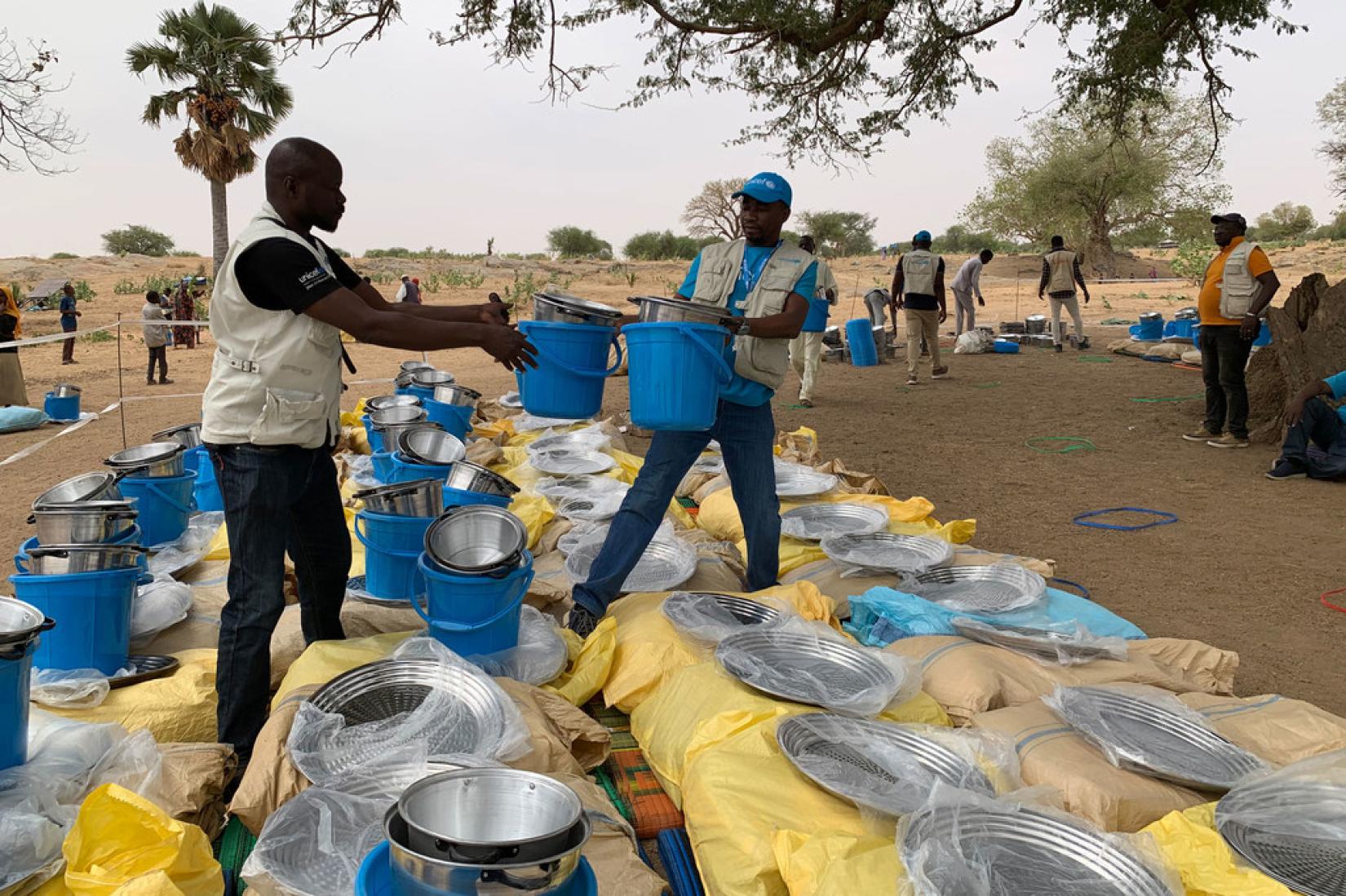 Non-food items are distributed in Koufroun, a Chadian village situated on the Chad-Sudan border.