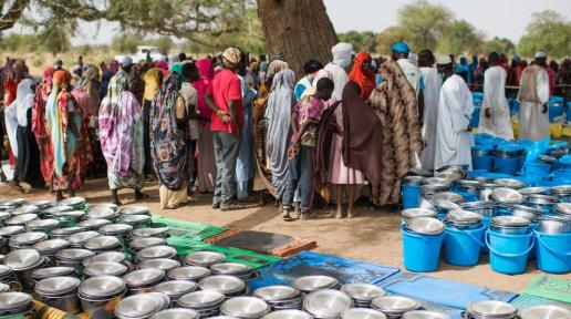 Food and other items are distributed in Chad to people who have fled violence in Sudan.
